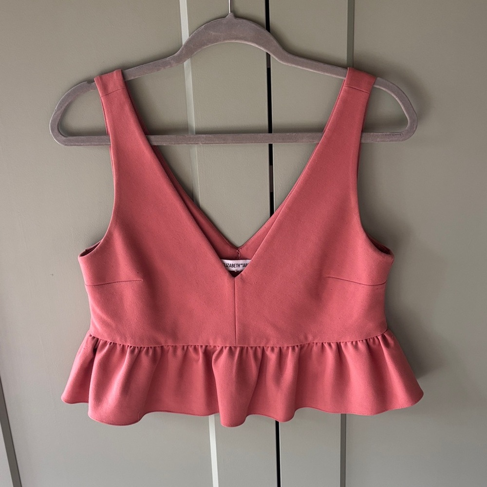 Elizabeth and James Coral Peplum Crop Top